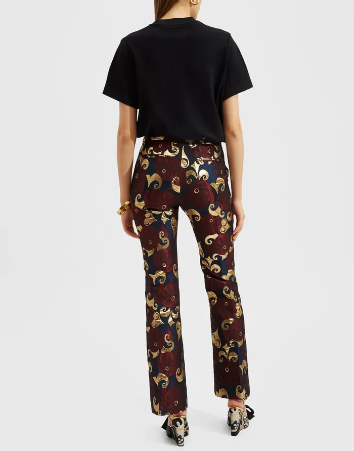 La Doublej Saturday Night Pants Moonflower Gold In Jacquard Women Shorts and Pants