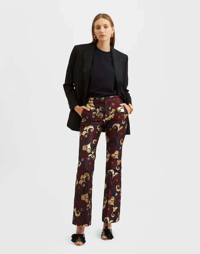 La Doublej Saturday Night Pants Moonflower Gold In Jacquard Women Shorts and Pants