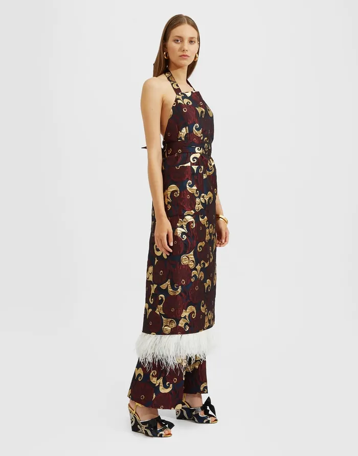 La Doublej Saturday Night Pants Moonflower Gold In Jacquard Women Shorts and Pants
