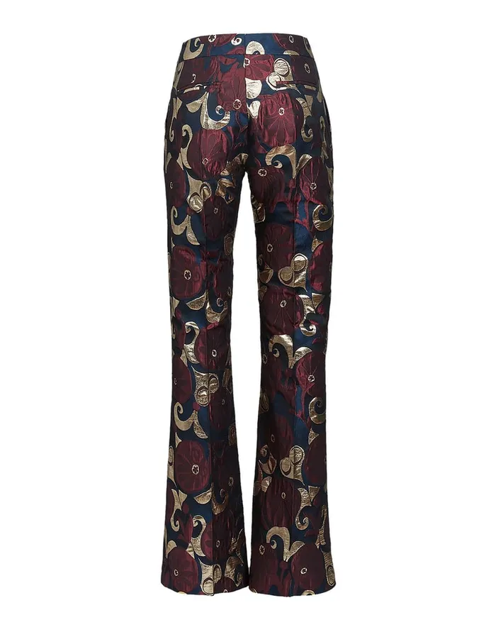 La Doublej Saturday Night Pants Moonflower Gold In Jacquard Women Shorts and Pants