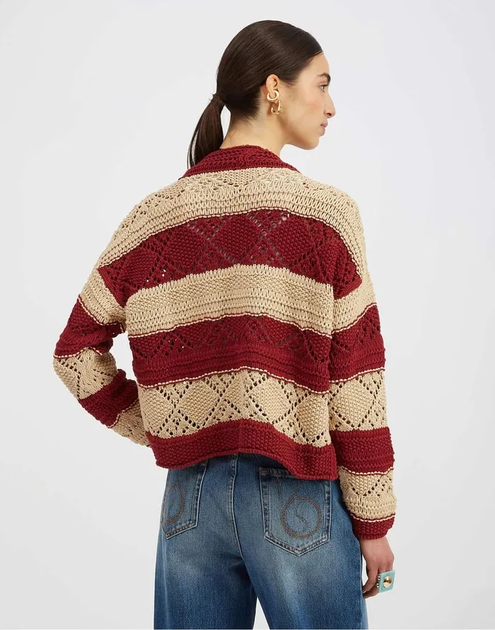 La Doublej Summer Bolero Solid Ivory In Cable Chain Women Knitwear