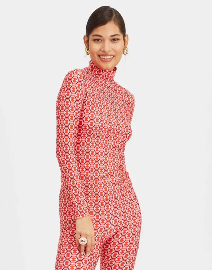 La Doublej Turtleneck Sugar Rush Red In Skinny Jersey Women Loungewear