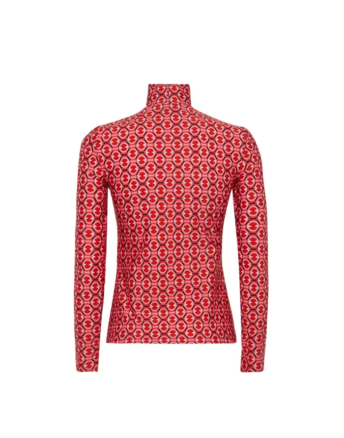 La Doublej Turtleneck Sugar Rush Red In Skinny Jersey Women Loungewear
