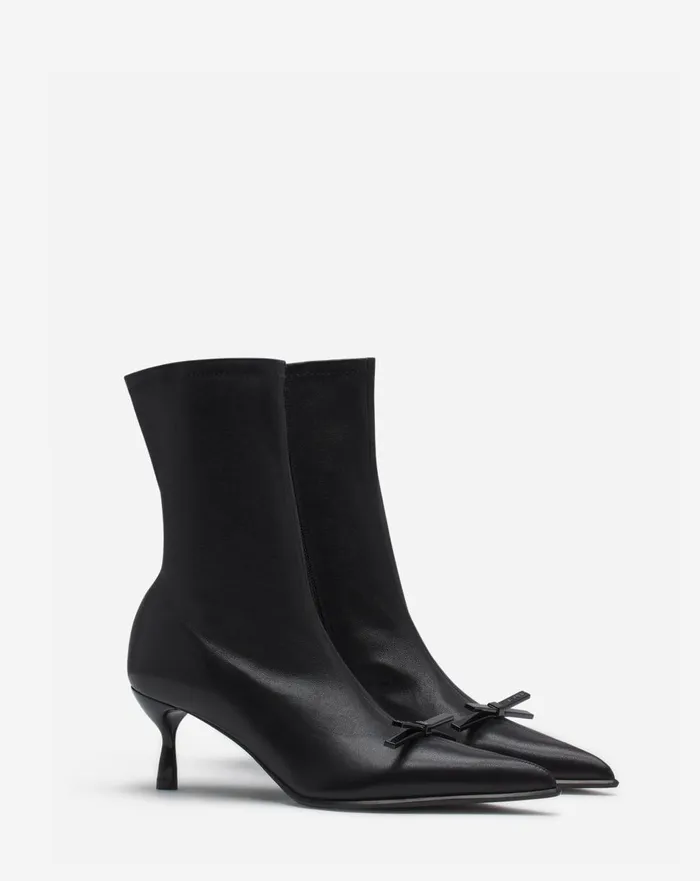 Lanvin Bow Ankle Boots In Leather Black Women Lanvin Boots and Booties