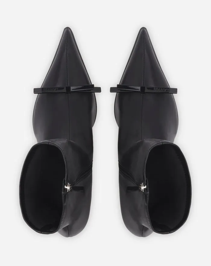 Lanvin Bow Ankle Boots In Leather Black Women Lanvin Boots and Booties Lanvin Bow Ankle Boots In Leather Black Women Lanvin Boots and Booties