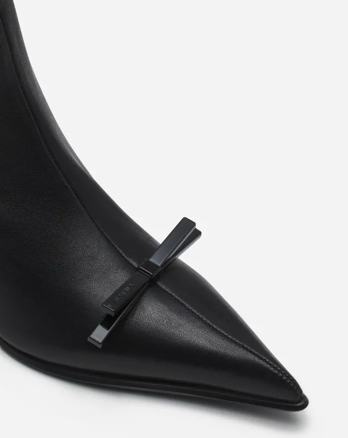 Lanvin Bow Ankle Boots In Leather Black Women Lanvin Boots and Booties Lanvin Bow Ankle Boots In Leather Black Women Lanvin Boots and Booties