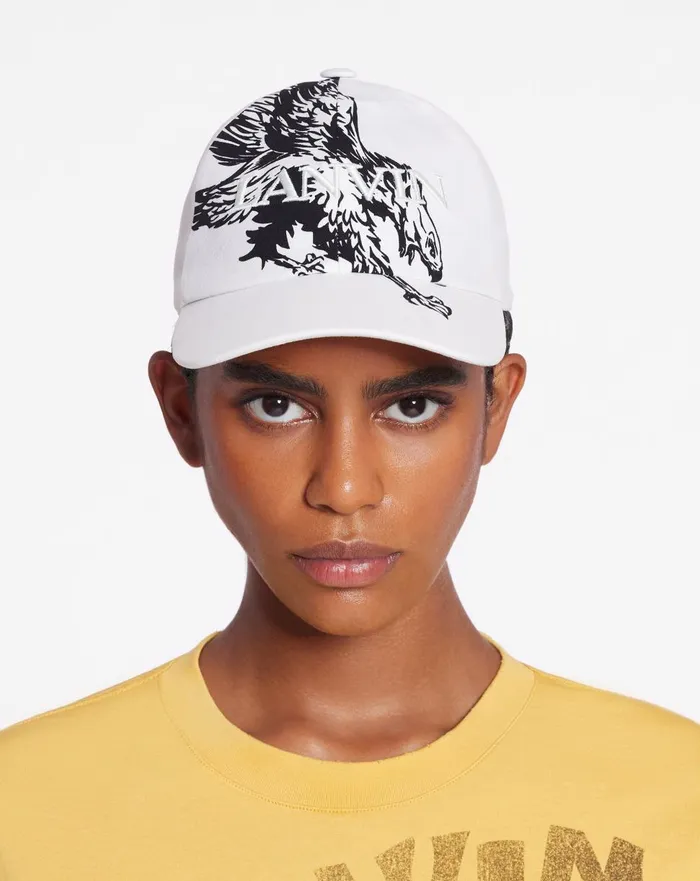 Lanvin X Future Eagle Cotton Cap Off White Black Men Lanvin Hats