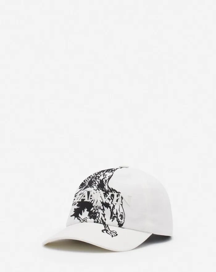 Lanvin X Future Eagle Cotton Cap Off White Black Men Lanvin Hats