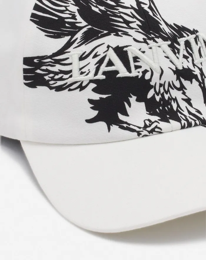 Lanvin X Future Eagle Cotton Cap Off White Black Men Lanvin Hats