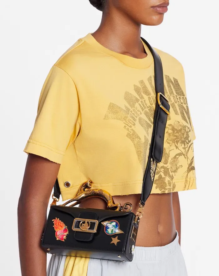Lanvin X Future Pencil Cat Nano Leather Bag With Pins Blackmulticolour Women Lanvin Pencil
