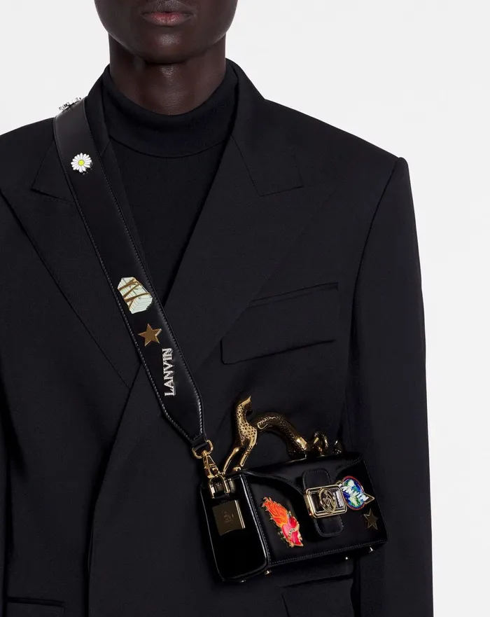 Lanvin X Future Pencil Cat Nano Leather Bag With Pins Blackmulticolour Women Lanvin Pencil