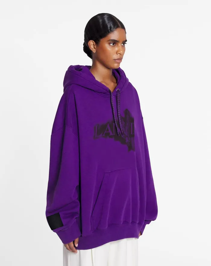Lanvin X Future Unisex Baggy Hoodie With Eagle Print Purple Reign Men Lanvin Knitwear and Sweatshirts Lanvin X Future Unisex Baggy Hoodie With Eagle Print Purple Reign Men Lanvin Knitwear and Sweatshirts