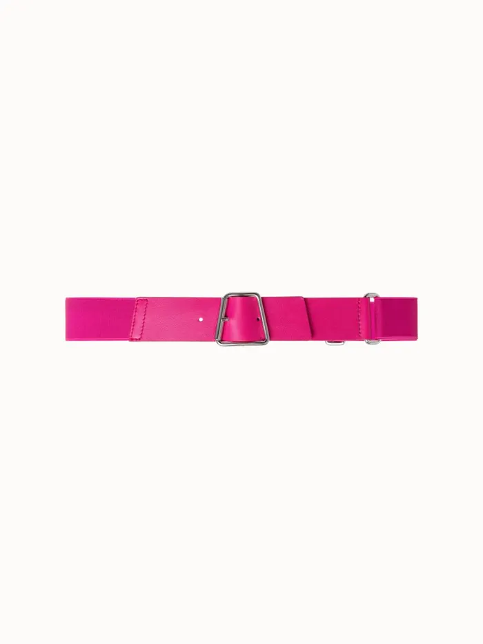 Leather And Elastic Belt With Trapezoid Buckle Magenta Women Akris Belts