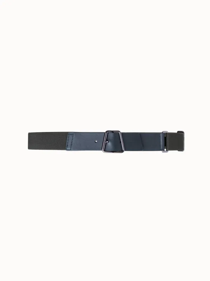 Leather And Elastic Belt With Trapezoid Buckle Moss Women Akris Belts
