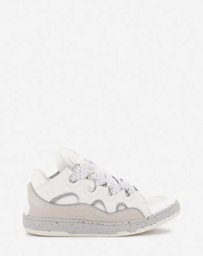 Leather Curb Sneakers Greywhite Men Lanvin Curb
