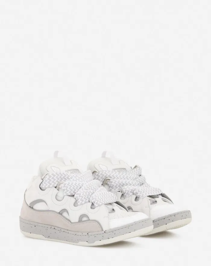 Leather Curb Sneakers Greywhite Men Lanvin Curb