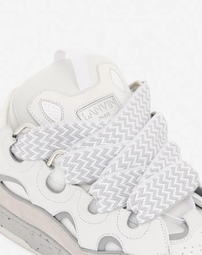 Leather Curb Sneakers Greywhite Men Lanvin Curb