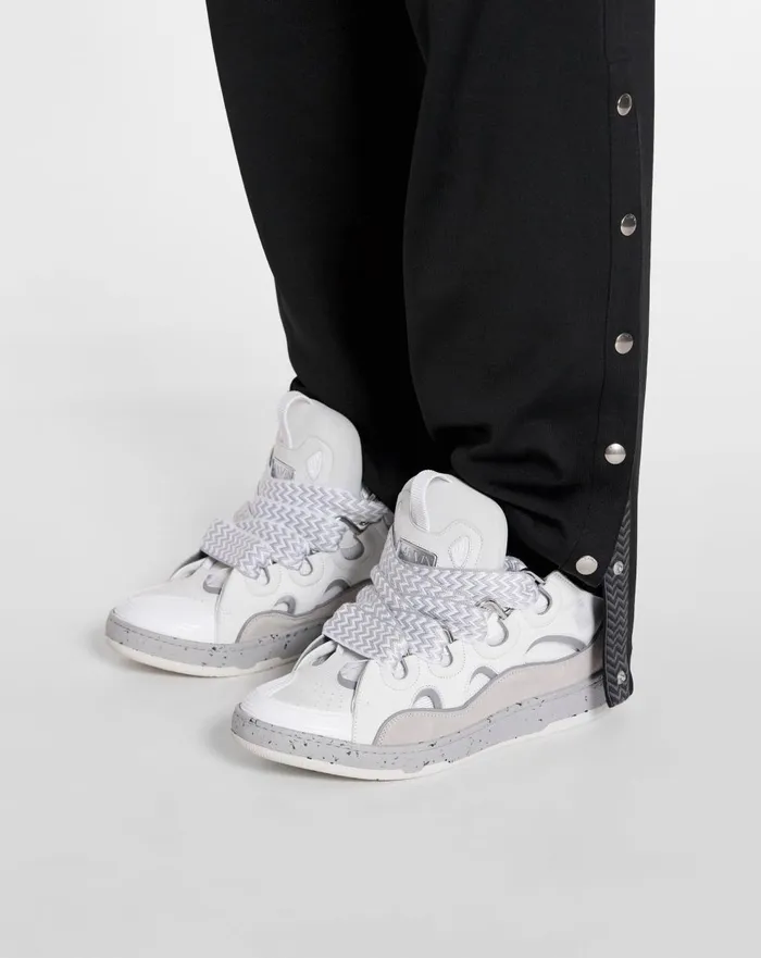 Leather Curb Sneakers Greywhite Men Lanvin Curb