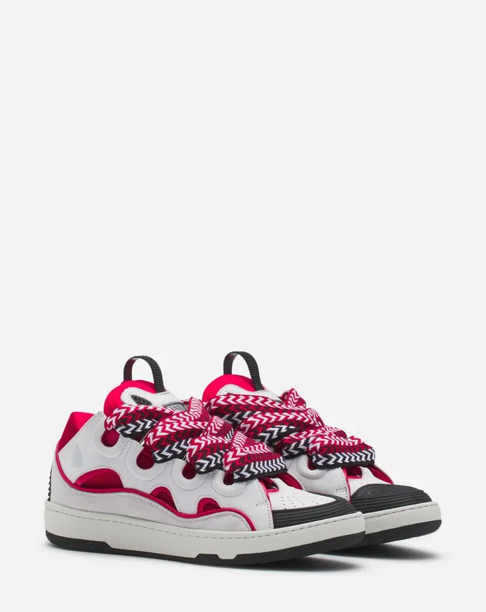 Leather Curb Sneakers Redwhite Women Lanvin Curb Leather Curb Sneakers Redwhite Women Lanvin Curb