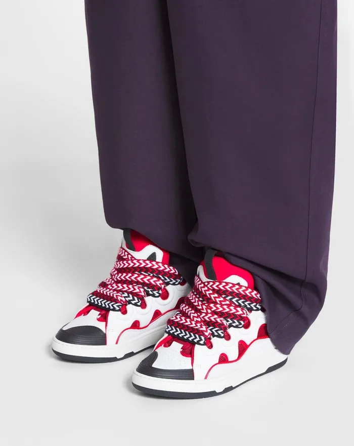 Leather Curb Sneakers Redwhite Women Lanvin Curb Leather Curb Sneakers Redwhite Women Lanvin Curb