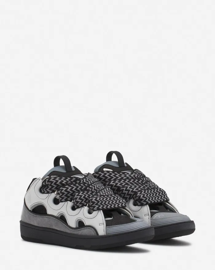 Leather Curb Sneakers Whiteanthracite Women Lanvin Curb Leather Curb Sneakers Whiteanthracite Women Lanvin Curb