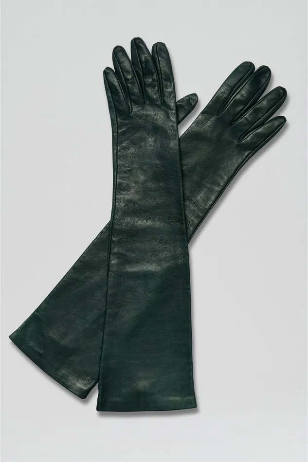 LEATHER GLOVES DARK GREEN Leather Scanlan Theodore Women LEATHER GLOVES DARK GREEN Leather Scanlan Theodore Women