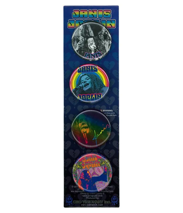 Liquid Blue Pins Accessories Janice Joplin 4 Pin Set
