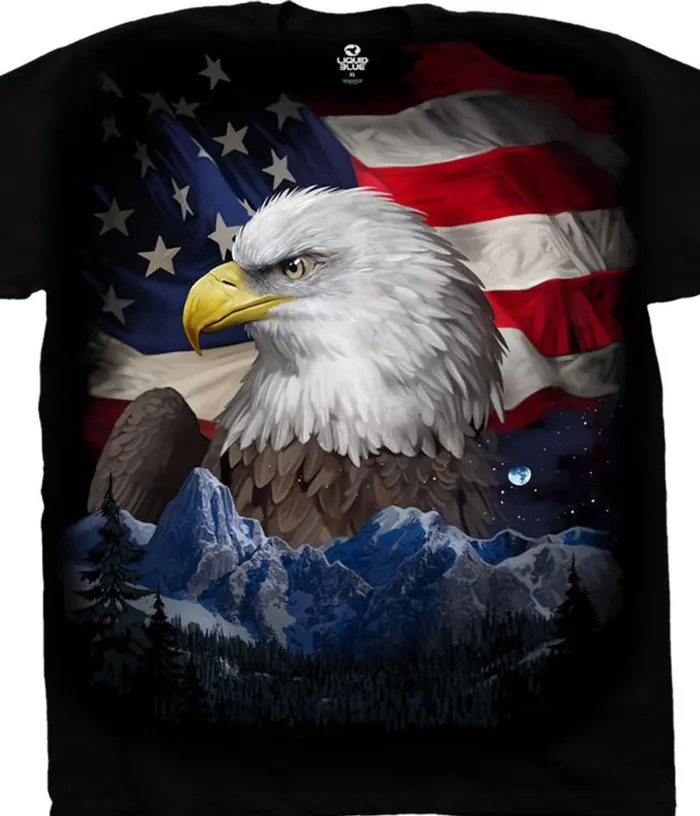 Liquid Blue TShirt Men Freedom Flyer Black TShirt