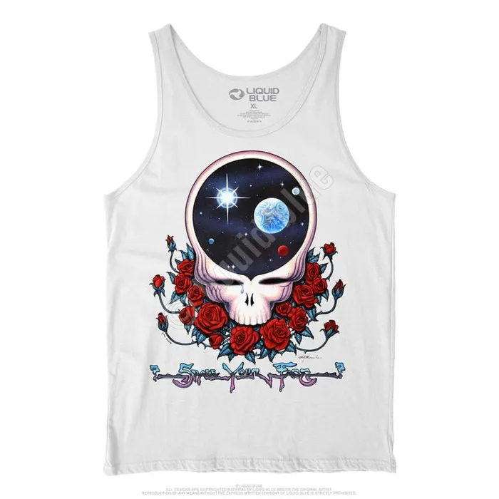 Liquid Blue Tank Top Men Space Your Face White Tank Top TShirt