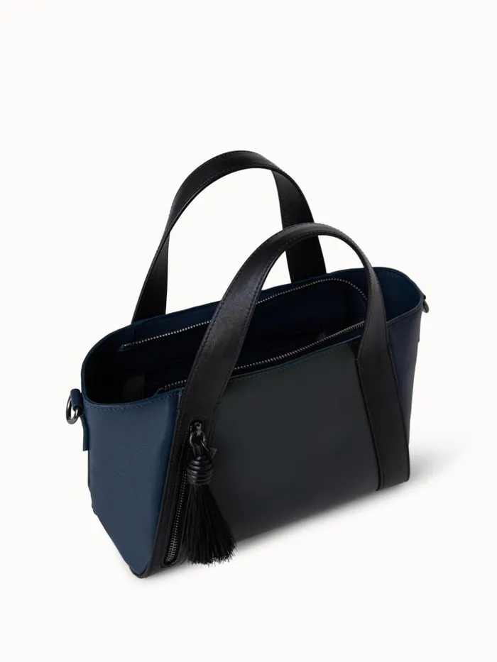 Little Alexa Handbag In Softcalf Colorblock Bottlepacificblack Women Akris Top Handle Bags