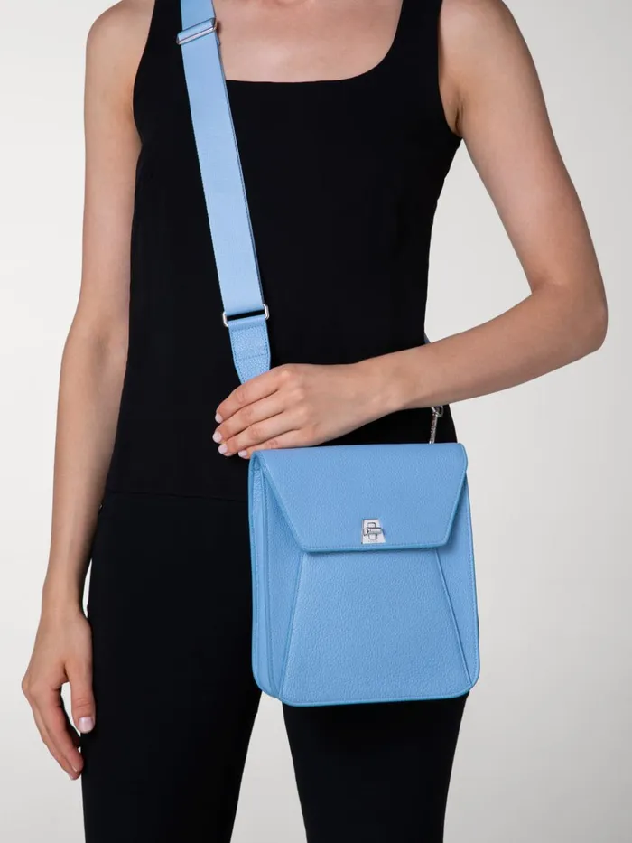 Little Anouk Messenger In Calf Leather Powder Blue Women Akris Crossbody Bags