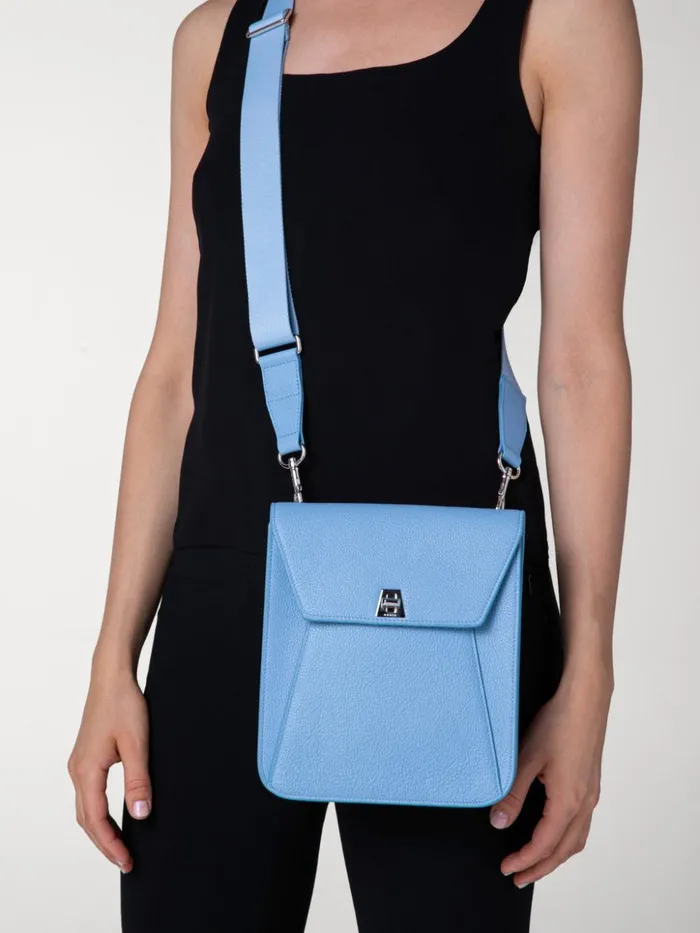 Little Anouk Messenger In Calf Leather Powder Blue Women Akris Crossbody Bags