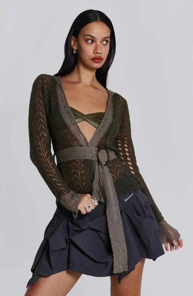 Long Sleeve Tops Women Jaded London Kyra Hooded Knit Cardigan