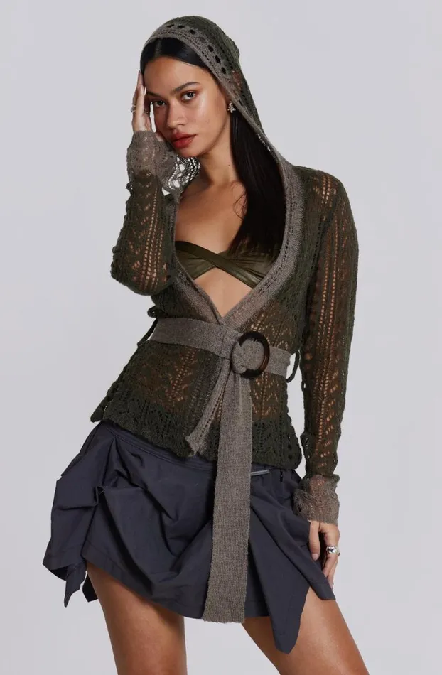 Long Sleeve Tops Women Jaded London Kyra Hooded Knit Cardigan