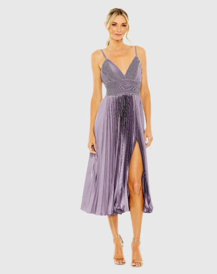 Mac Duggal Daytime Dresses Women Purple Slim Strap Ruched Top Heat Pleated Dress Vintage Lilac Mac Duggal Daytime Dresses Women Purple Slim Strap Ruched Top Heat Pleated Dress Vintage Lilac