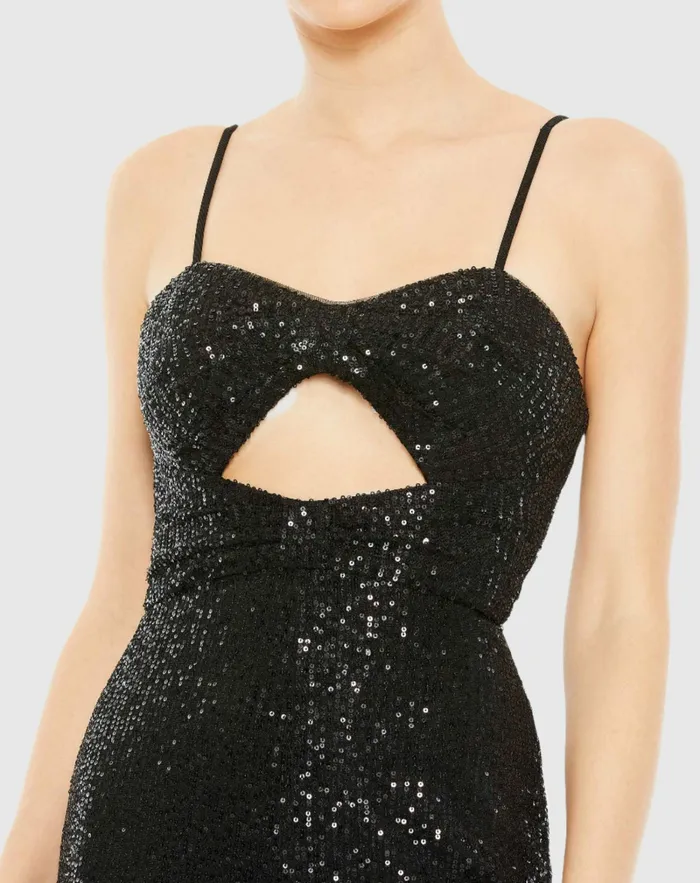 Mac Duggal Sequined Spaghetti Strap Cut Out Jumpsuit 8211 FINAL SALE Black Women Jumpsuits and Rompers Mac Duggal Sequined Spaghetti Strap Cut Out Jumpsuit 8211 FINAL SALE Black Women Jumpsuits and Rompers