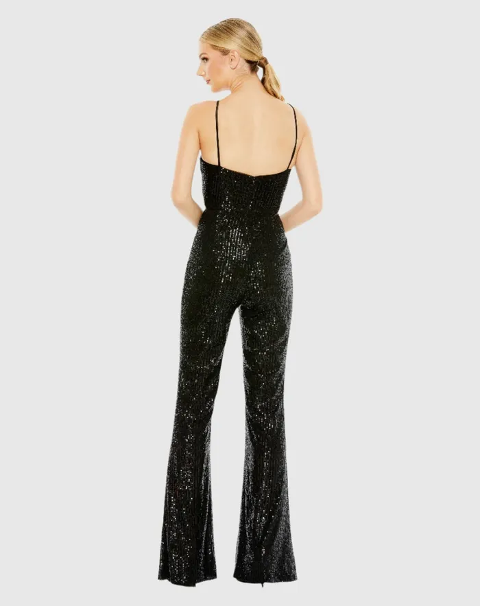 Mac Duggal Sequined Spaghetti Strap Cut Out Jumpsuit 8211 FINAL SALE Black Women Jumpsuits and Rompers Mac Duggal Sequined Spaghetti Strap Cut Out Jumpsuit 8211 FINAL SALE Black Women Jumpsuits and Rompers