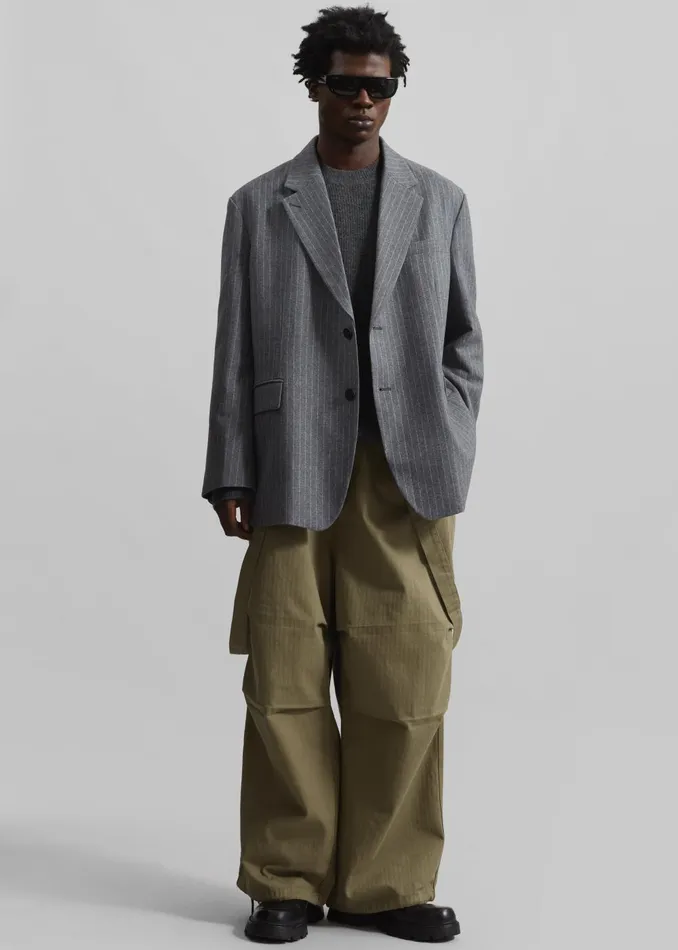 Men Beo Blazer 8211 GreyWhite Pinstripe The Frankie Shop Outerwear