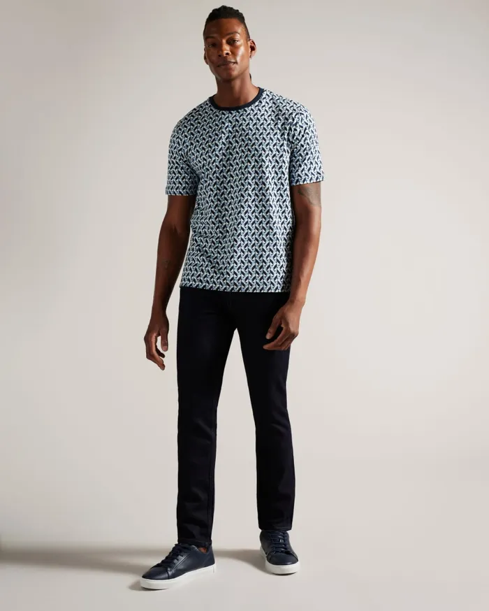 Men CHETEL 8211 Short Sleeve Geometric Print TShirt Light Blue Ted Baker Tops Men CHETEL 8211 Short Sleeve Geometric Print TShirt Light Blue Ted Baker Tops