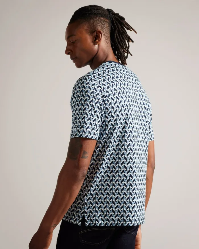 Men CHETEL 8211 Short Sleeve Geometric Print TShirt Light Blue Ted Baker Tops Men CHETEL 8211 Short Sleeve Geometric Print TShirt Light Blue Ted Baker Tops