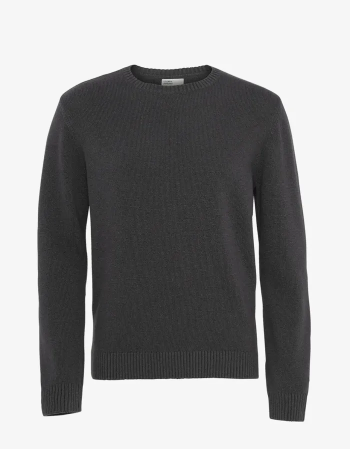 Men Classic Merino Wool Crew Lava Grey Colorful Standard Knit Sweaters