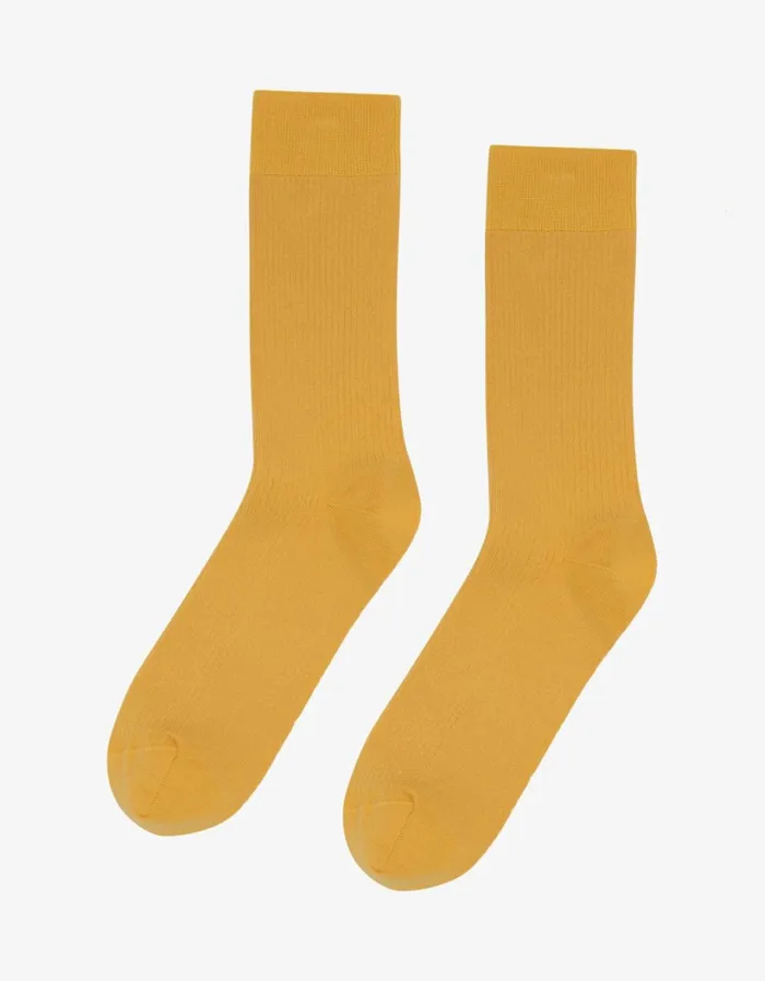Men Classic Organic Sock Burned Yellow Colorful Standard Socks and