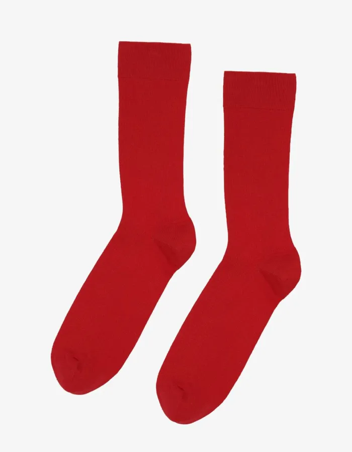 Men Classic Organic Sock Scarlet Red Colorful Standard Socks and