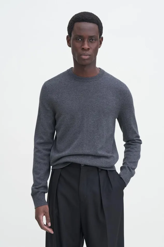 Men Cotton Merino Sweater Dk Grey Mel Filippa K Knitwear
