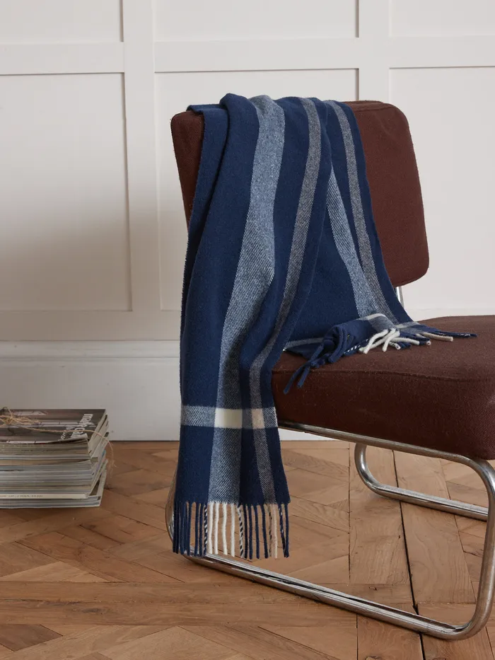Men Cyrillus Accessories Plain Wool Scarf For Him And For Her Marine