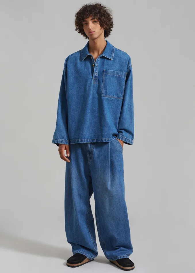Men Drew Denim Pants 8211 Medium Wash The Frankie Shop Bottoms