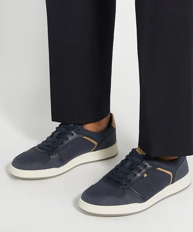 Men Dune London Trainers Stitch Detail Lace Up Trainers Blue