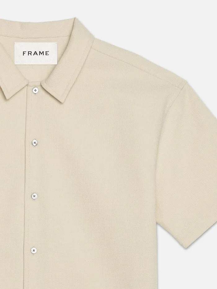 Men FRAME Shirts Waffle Textured Short Sleeve Shirt