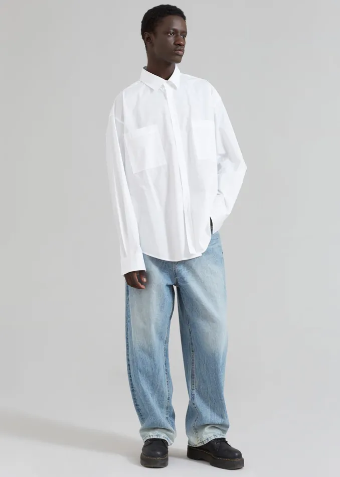 Men Gus Oversized Shirt 8211 White The Frankie Shop Tops