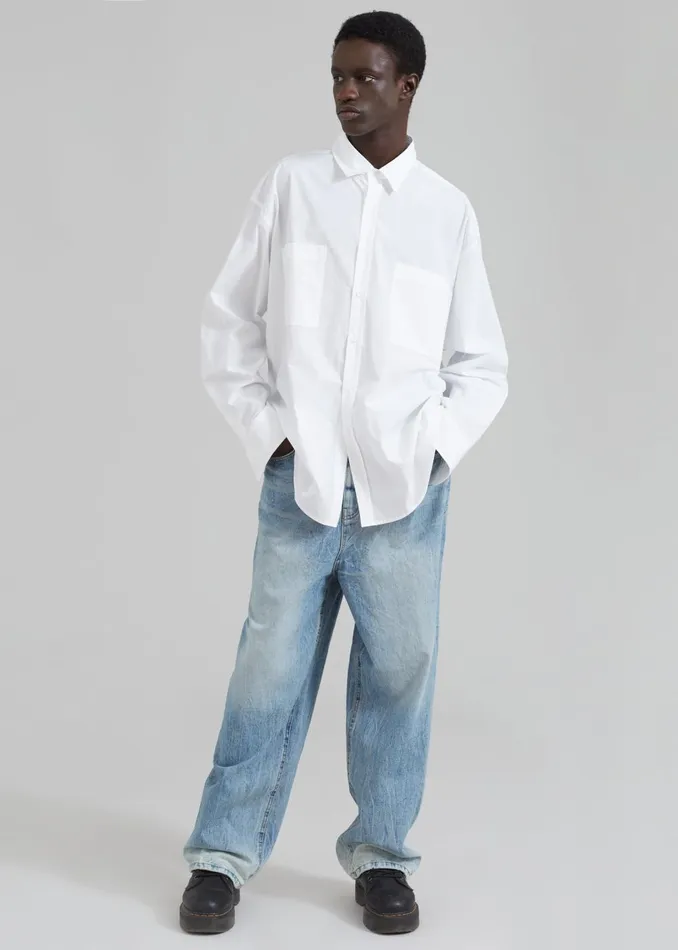 Men Gus Oversized Shirt 8211 White The Frankie Shop Tops